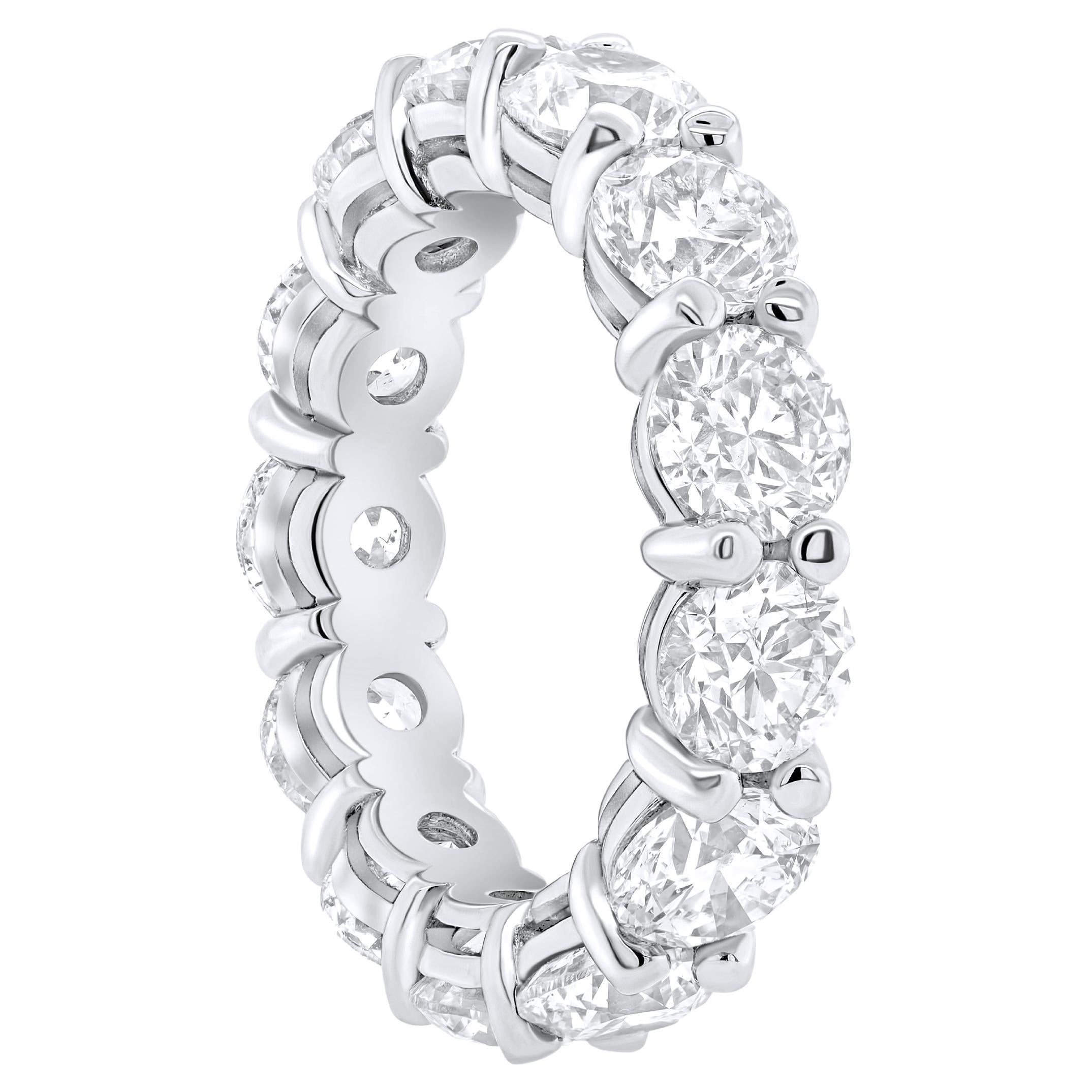 Diana M. 18kt white gold all the way around diamond eternity band feature 4.55ct For Sale