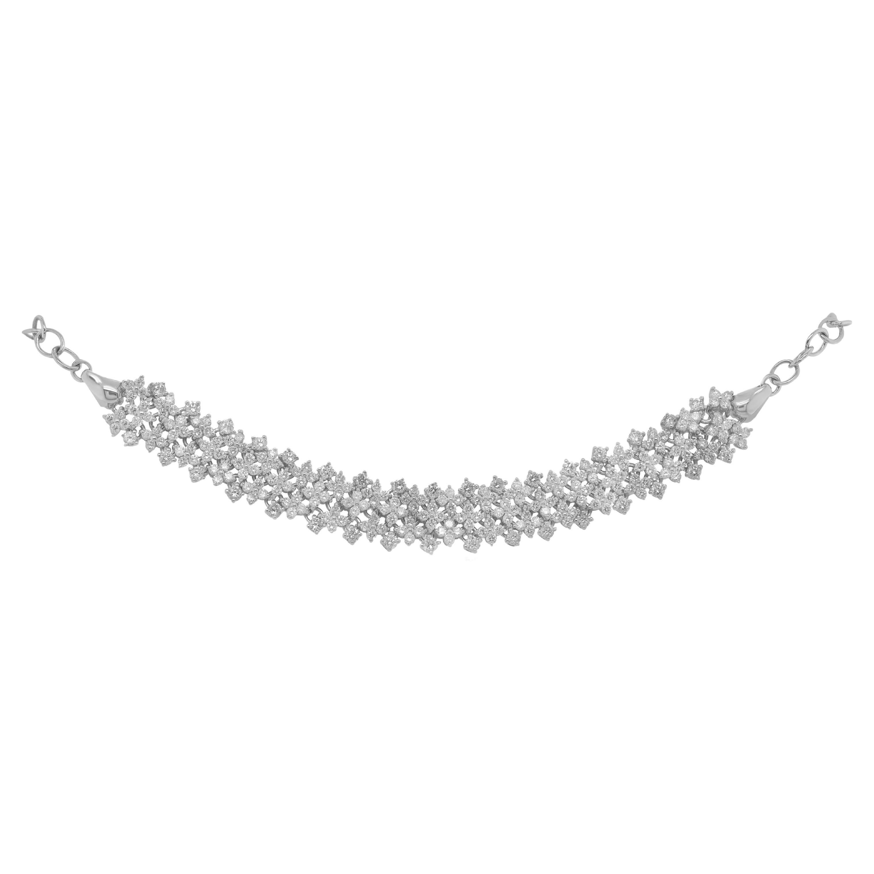Diana M. Bracelet mode personnalisé en or blanc 14 carats  3,00 carats de diamants ronds en vente