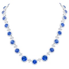 Diana M. one of a kind No Heat Sapphire Necklace 45ct Sapp and 12cts FG VS Diam