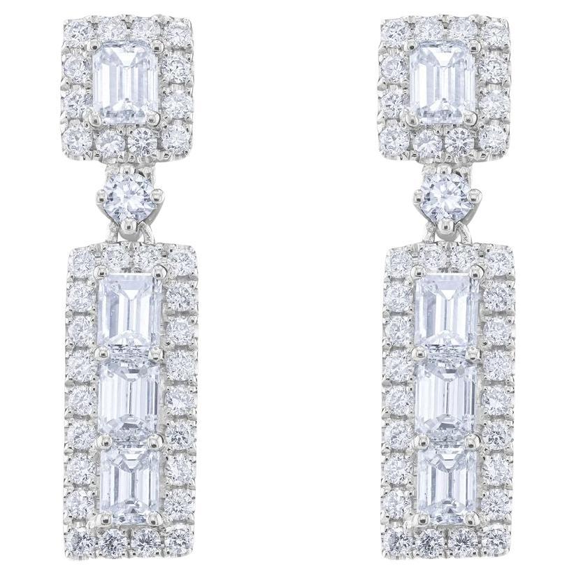 Diana M. 2.20cts Diamond Fashion Earrings in 18kt White Gold For Sale