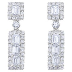Diana M. Pendientes de moda de diamantes de 2,20 quilates en oro blanco de 18 quilates
