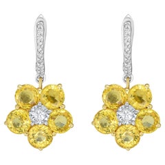 Pendientes Flor Diana M Zafiro Amarillo 7,28cts y Diamante 0,68cts