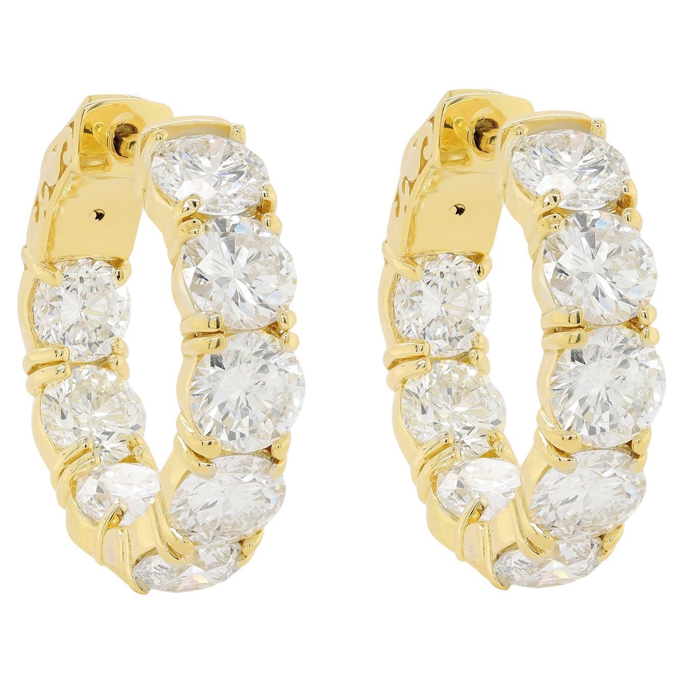 A&M. Custom 7.20 Cts. Créoles en or jaune 18K avec diamants