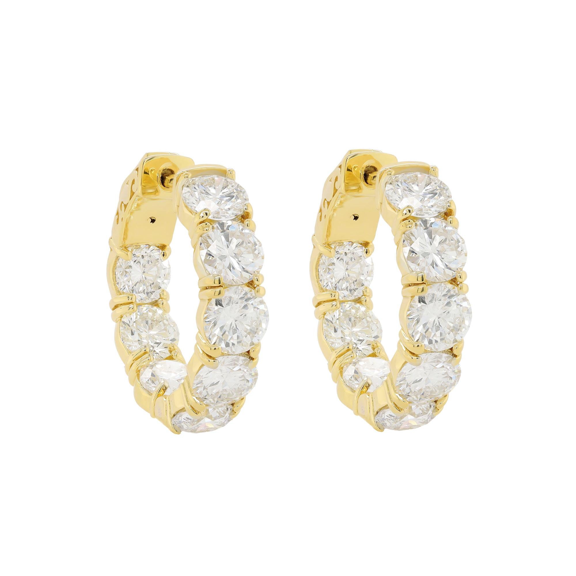 A&M. Custom 7.20 Cts. Créoles en or jaune 18K avec diamants Neuf - En vente à New York, NY