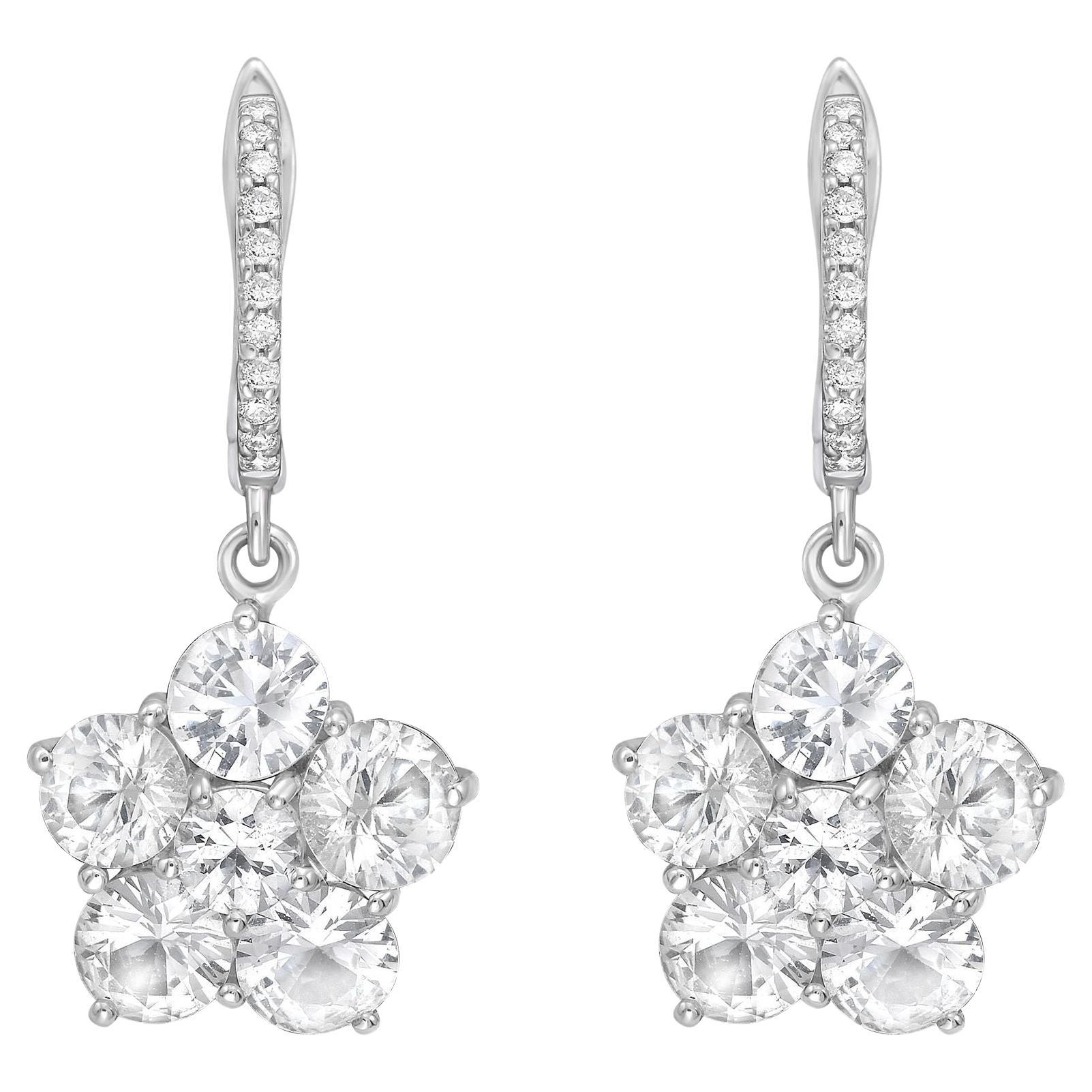 Diana M 5,55cts Zaffiro e 0,13cts Diamante Orecchini a goccia in vendita