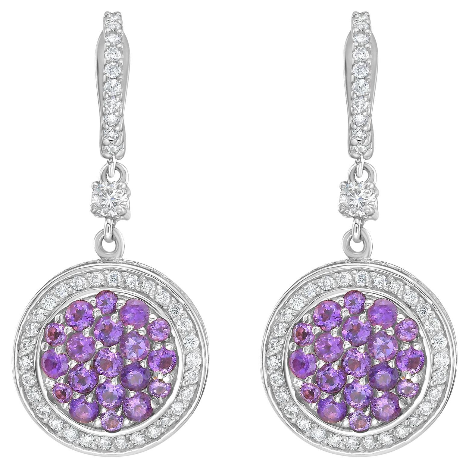 Diana M 1,41cts Ametista e 1,03cts Diamante Orecchini a goccia