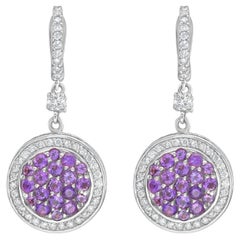 Diana M 1.41cts Amethyst & 1.03cts Diamond Drop Earrings