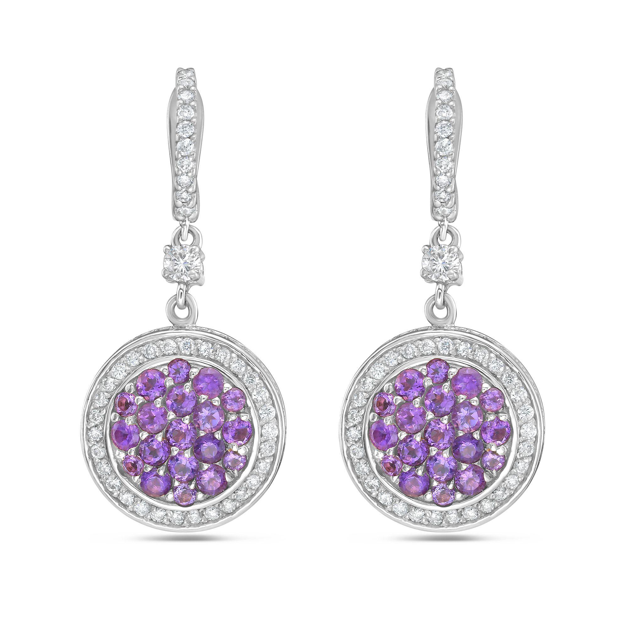 Diana M 1,41cts Ametista e 1,03cts Diamante Orecchini a goccia In condizioni Nuovo in vendita a New York, NY