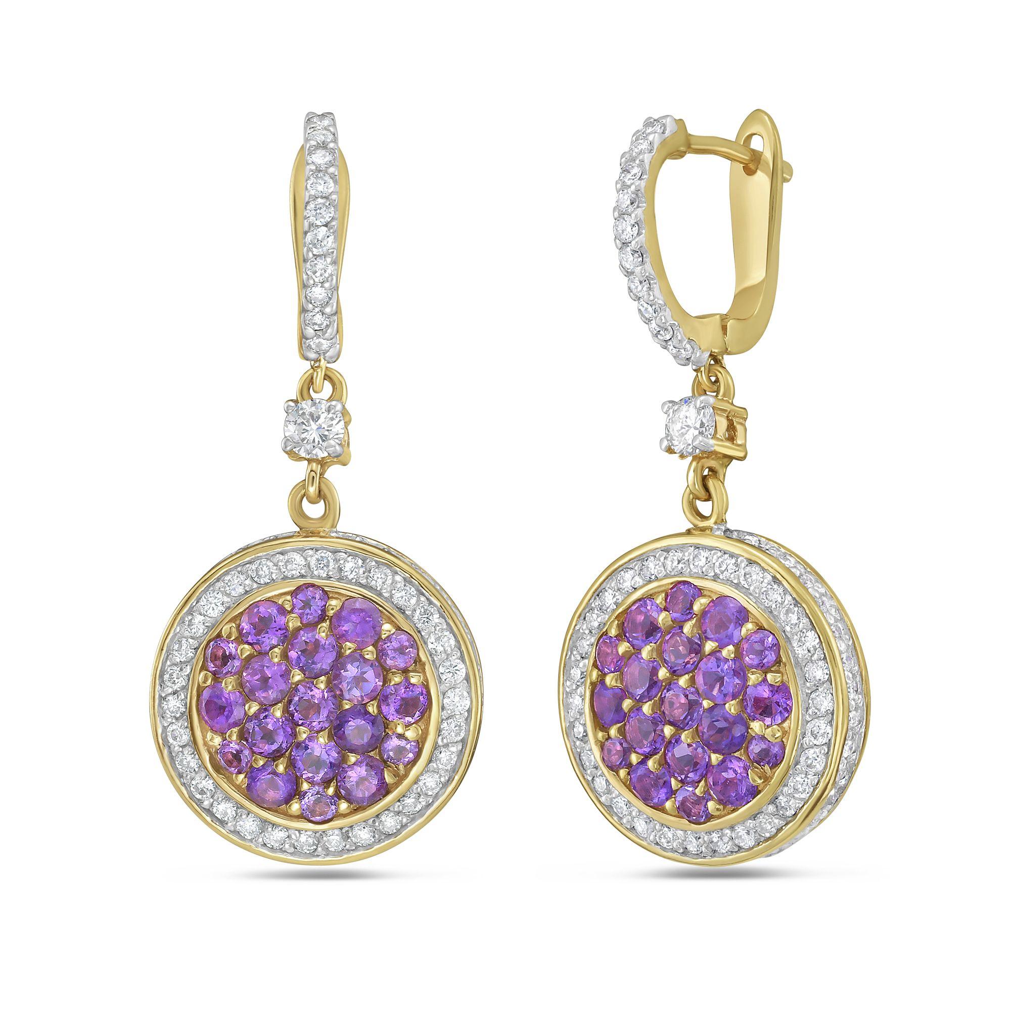 Diana M 1,41cts Ametista e 1,03cts Diamante Orecchini a goccia in vendita 1