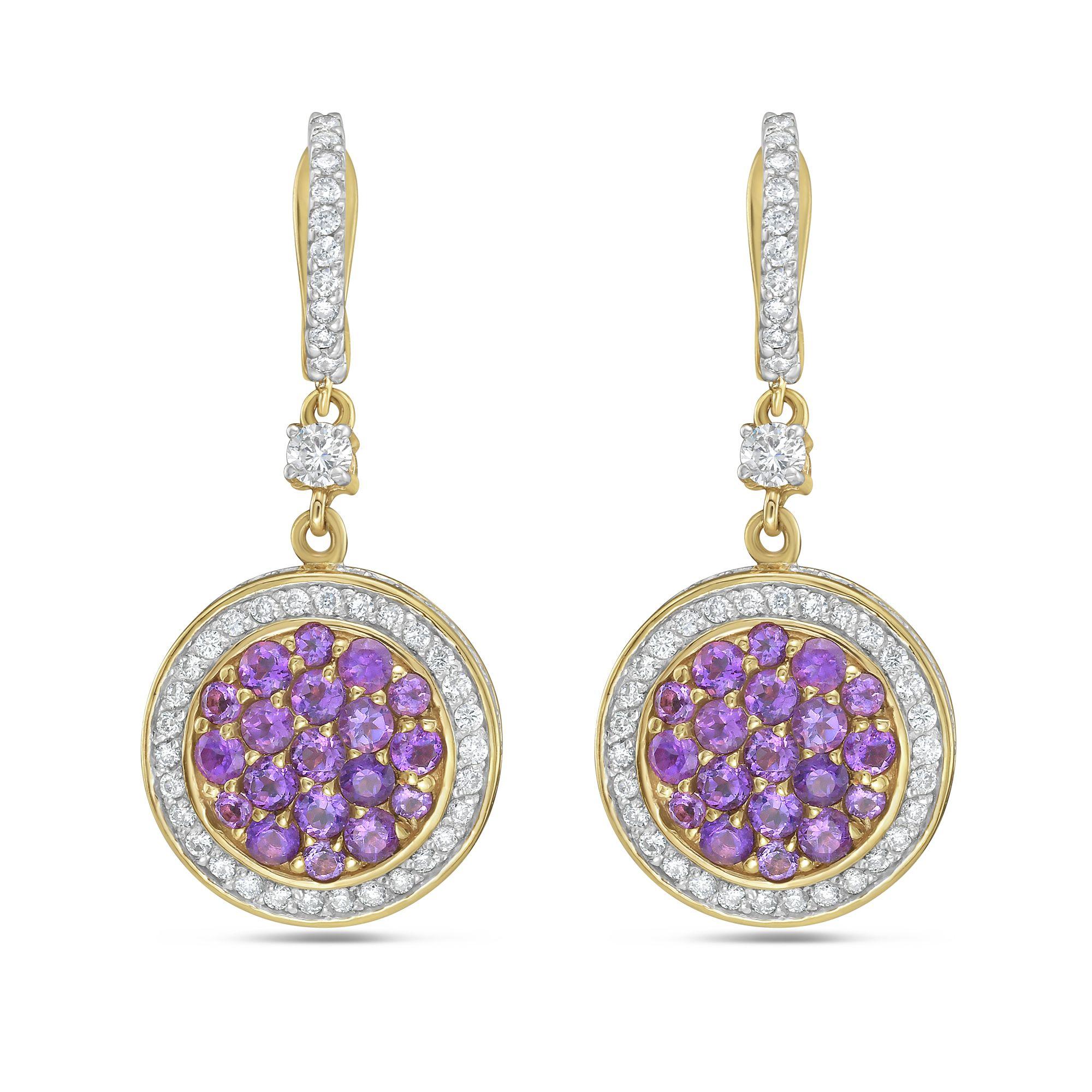 Diana M 1,41cts Ametista e 1,03cts Diamante Orecchini a goccia in vendita 2