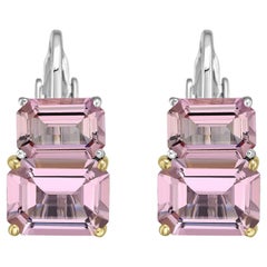 Diana M 4.02cts Emerald Cut Pink Tourmaline Earrings