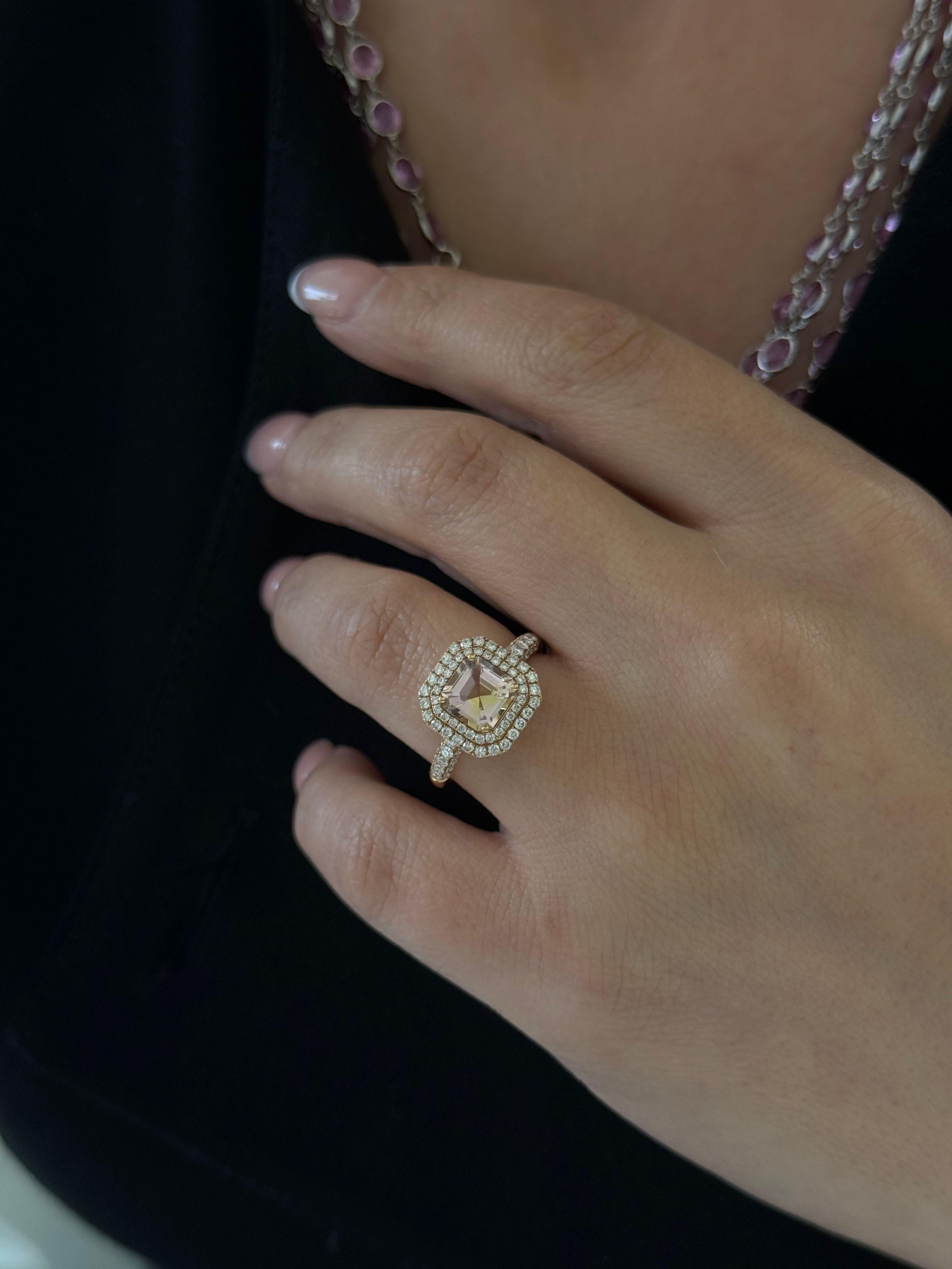 Diana M 1,40cts Turmalin & 0,76cts Diamant Ring in 18kt Gold (Moderne) im Angebot