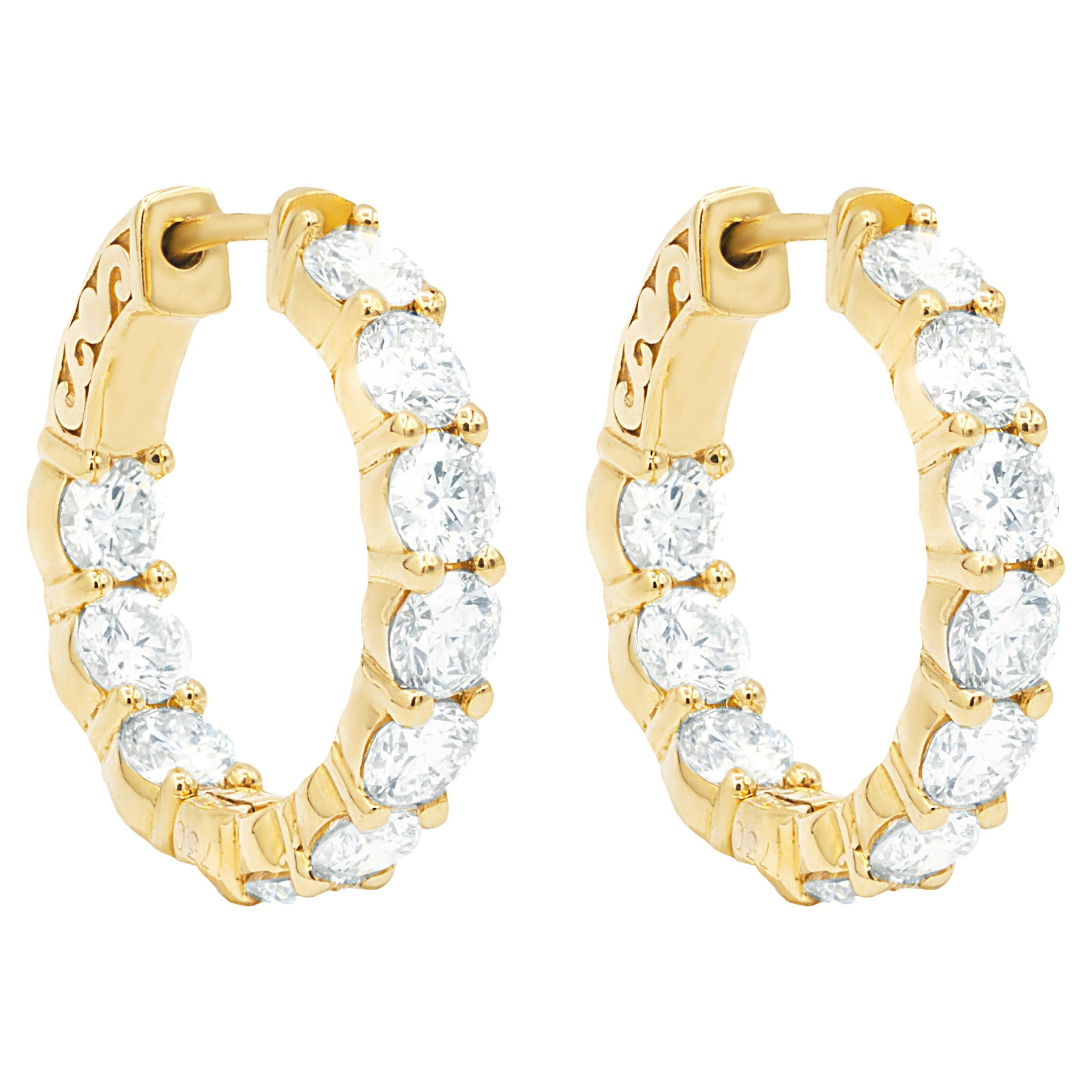 A&M. Custom 4.25 Cts. Créoles en or jaune 18K avec diamants