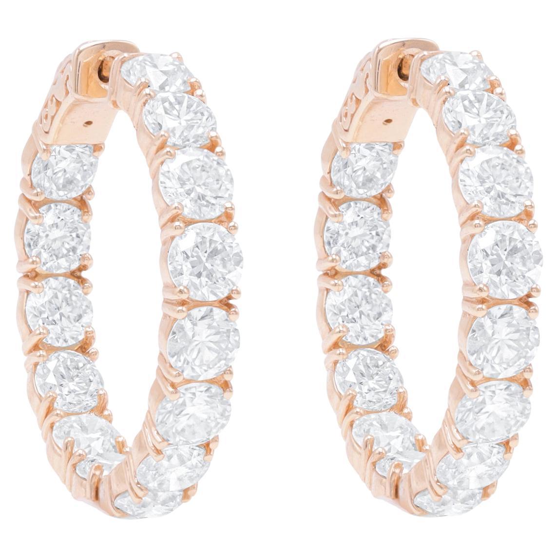 Diana M. I. Custom 11.75 carati. Orecchini a cerchio con diamanti in oro rosa 18 carati