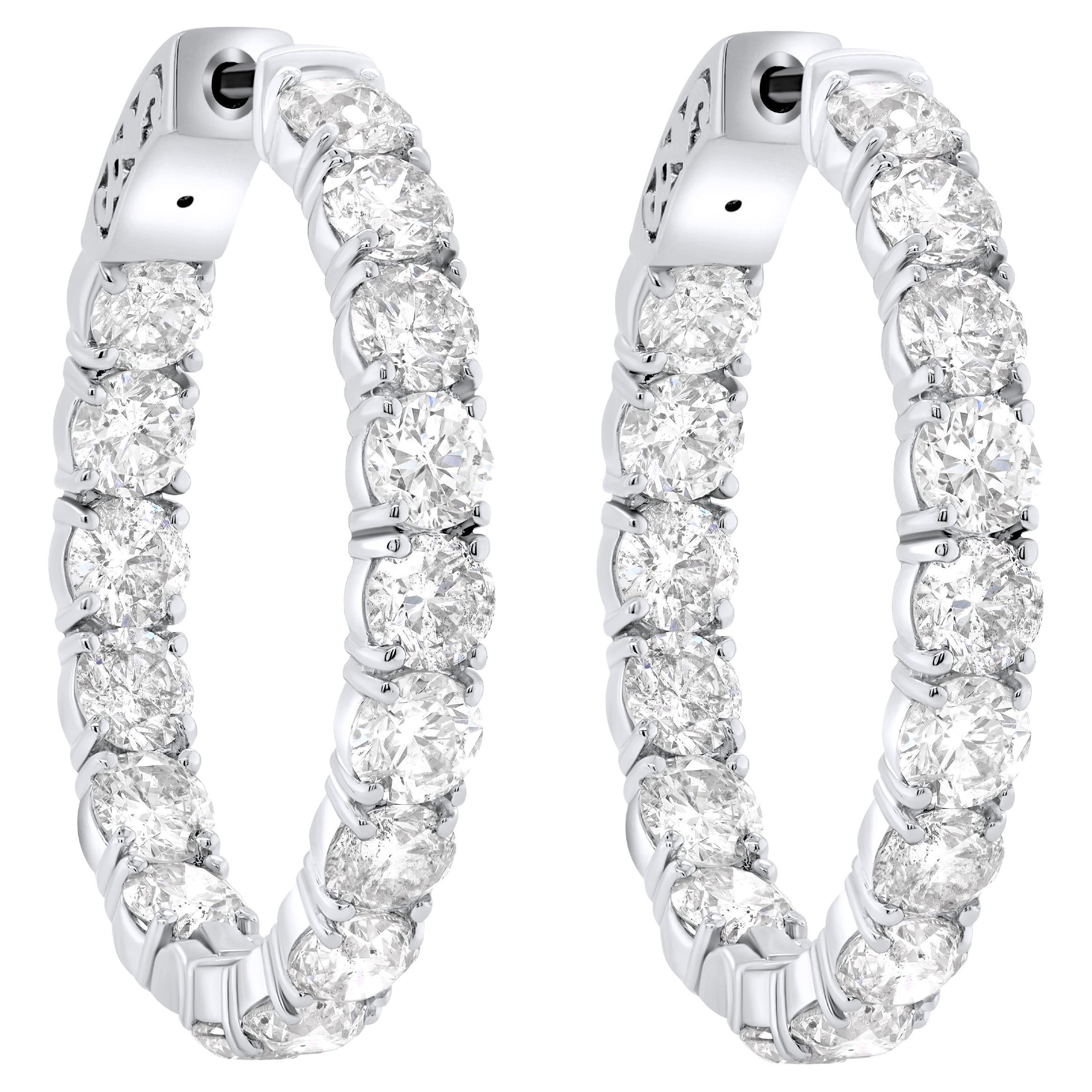 A&M. Custom 9.70 Cts. Créoles à diamants en or blanc 18K