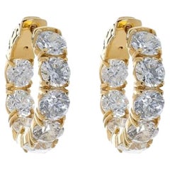A&M. Custom 8.20 Cts. Créoles en or jaune 18K avec diamants
