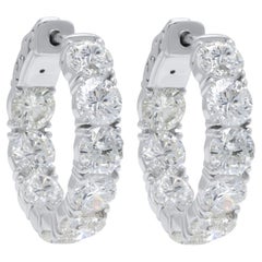 Diana M. Custom 7.10 Cts. Diamond Hoop Earrings 18K White Gold