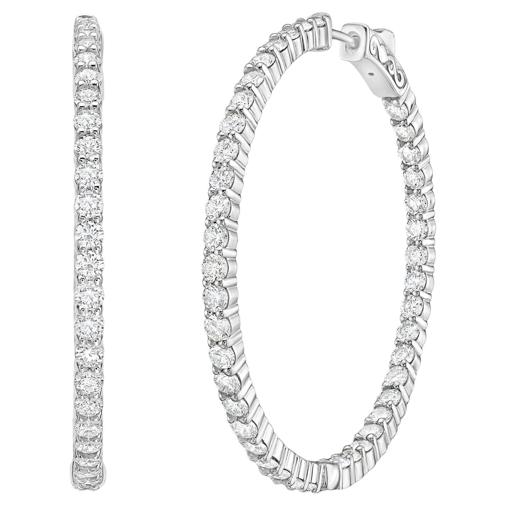 Diana M. Custom 8.00 kt. Diamant-Reifenohrringe 14K Weißgold im Angebot