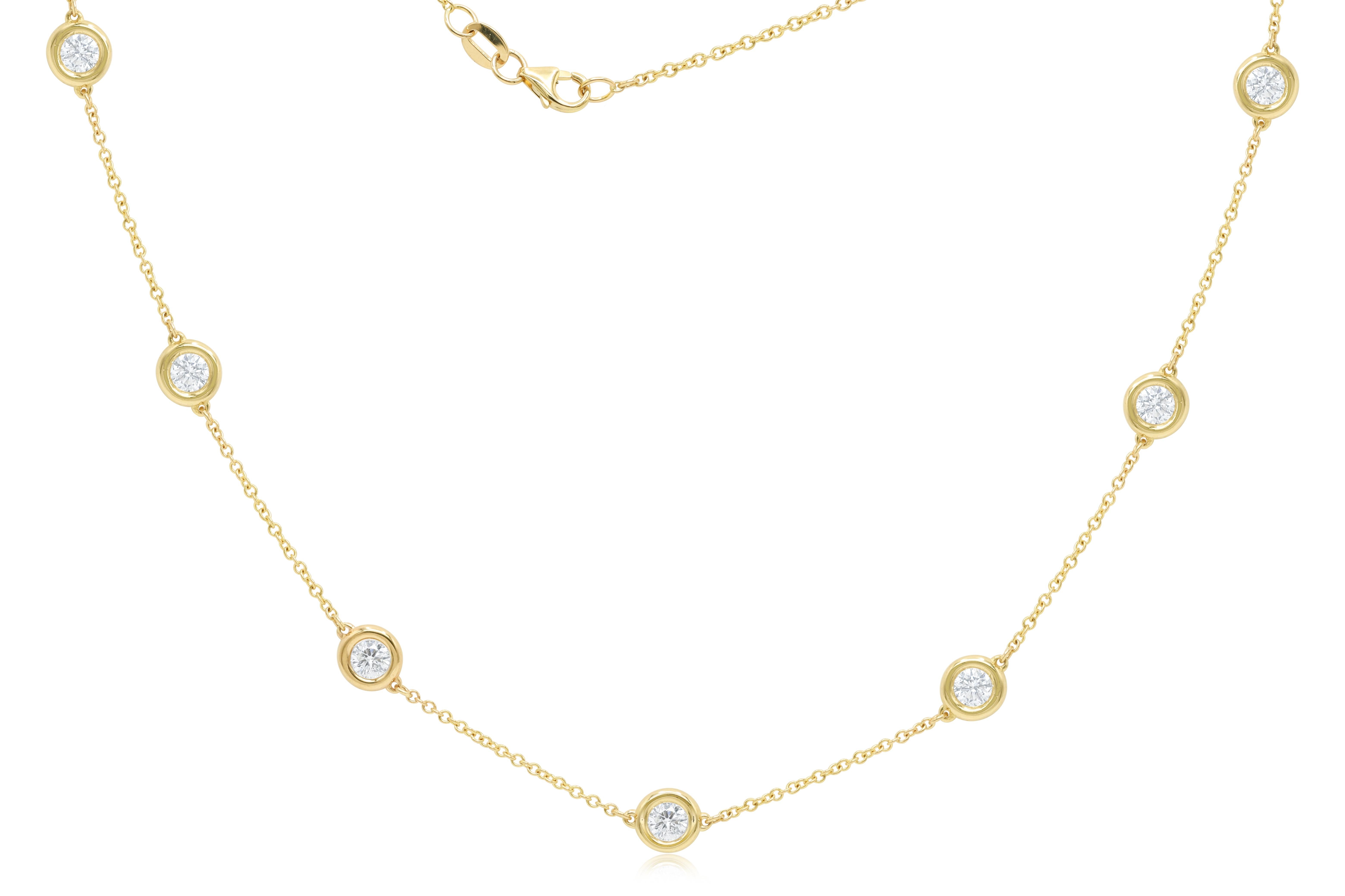 Taille ronde A&M. Custom 5.00 Cts. Collier de diamants par mètre en or jaune 14k en vente