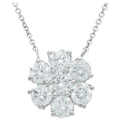 Diana M. I. Custom 2.35 carati. Ciondolo floreale rotondo con diamante in oro bianco 18 carati