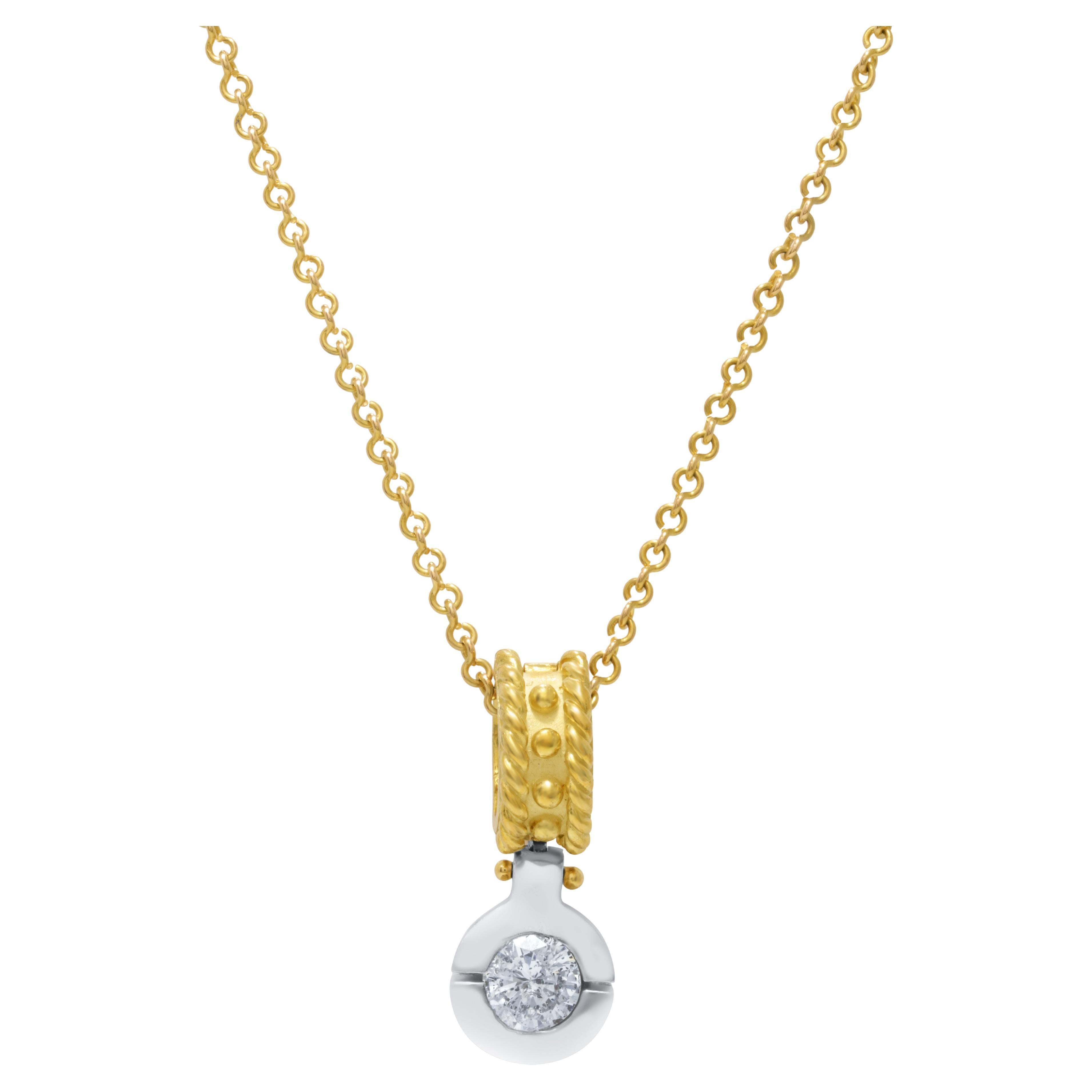 Diana M. Custom 1.02 kt. Diamant-Anhänger-Halskette 18K zweifarbiges Gold im Angebot