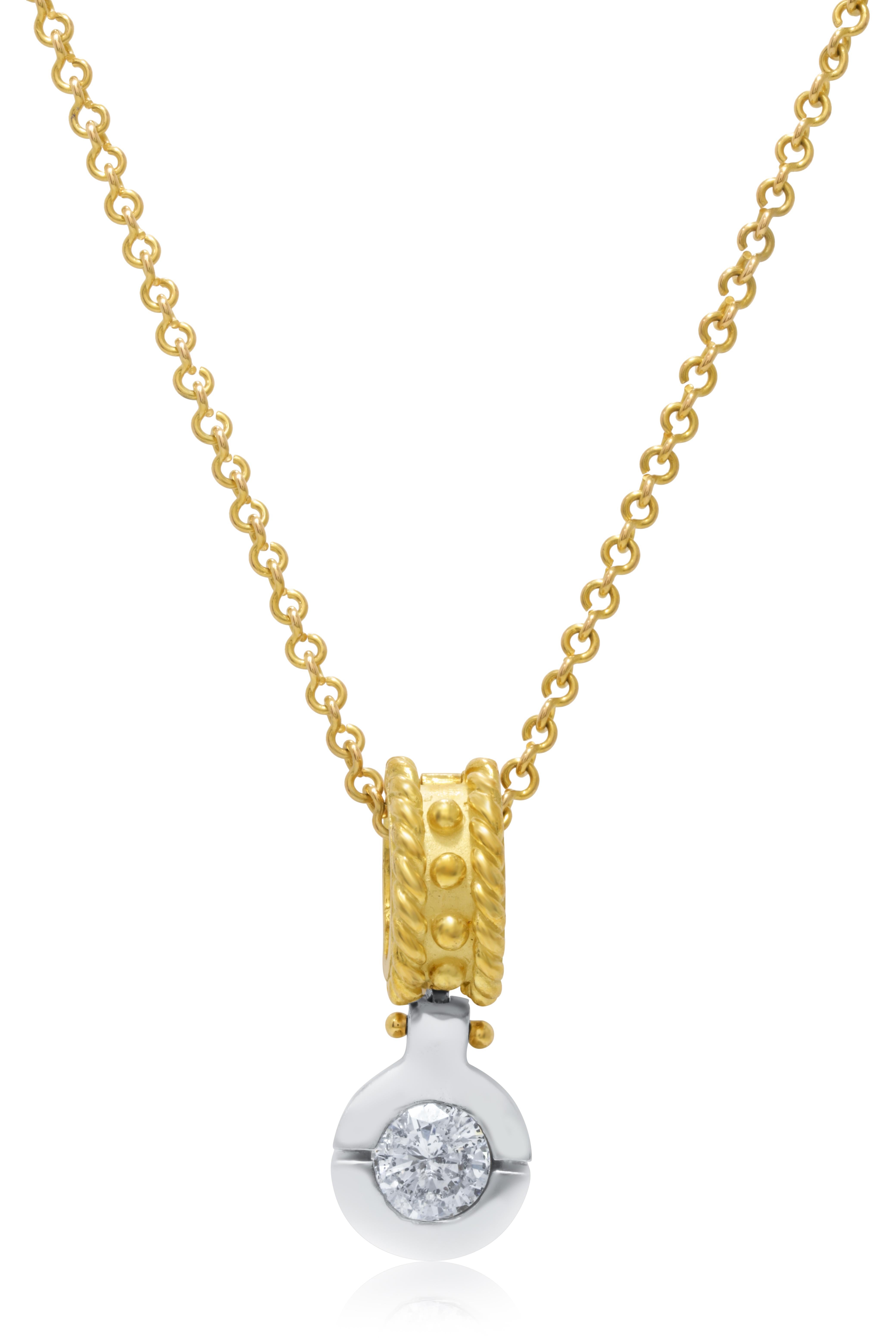 Diana M. Custom 1.02 kt. Diamant-Anhänger-Halskette 18K zweifarbiges Gold (Rundschliff) im Angebot