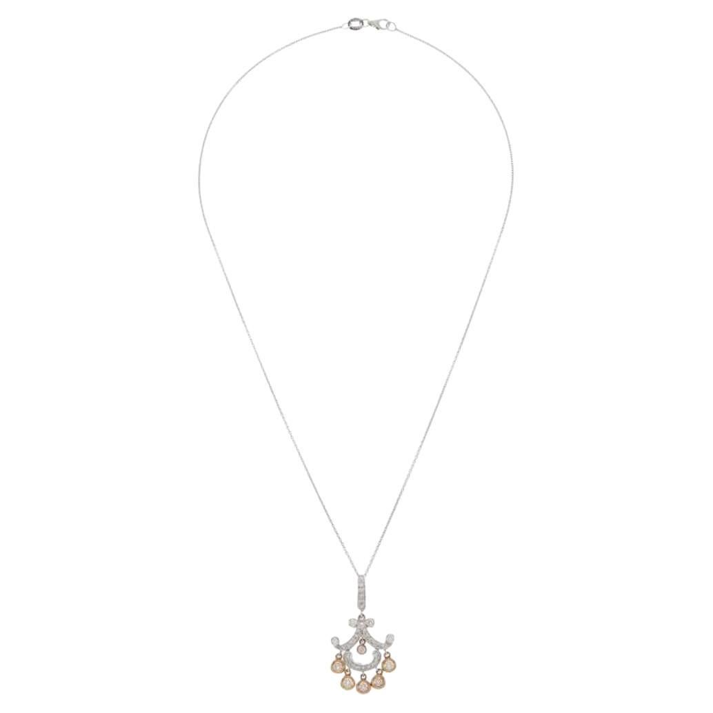 A&M. Custom 2.05 Cts. Collier pendentif diamant en or blanc 18K