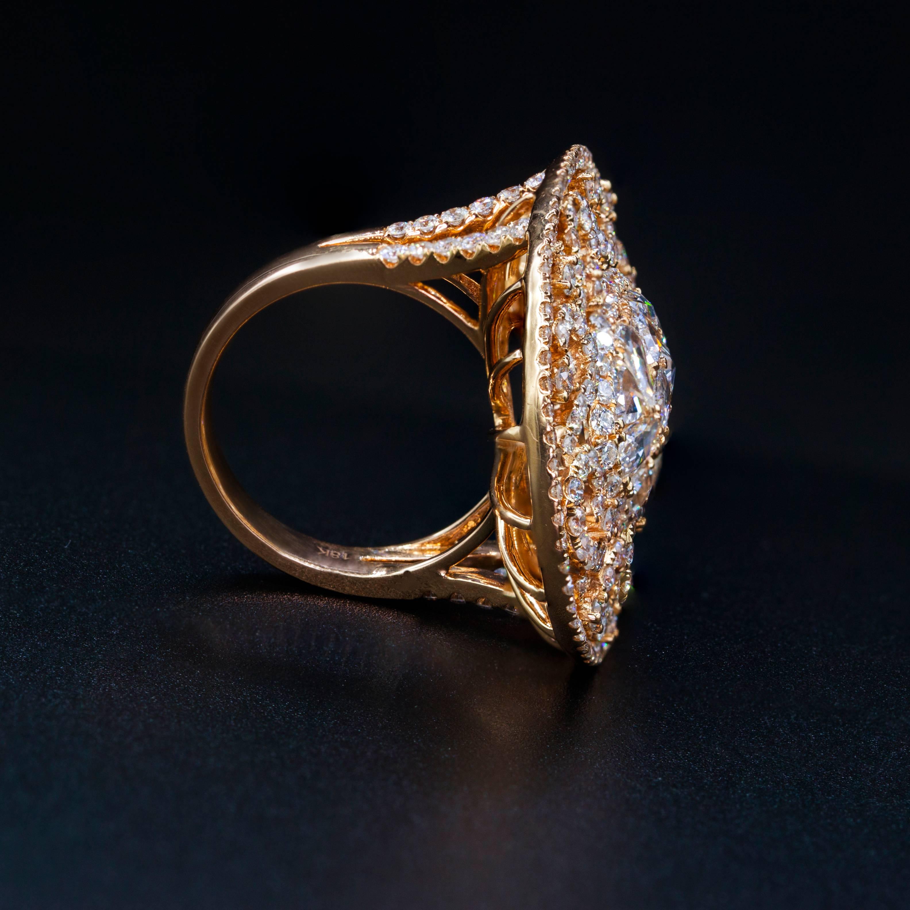 European Cut Diamond Ring in Yellow Gold In New Condition For Sale In New York, NY