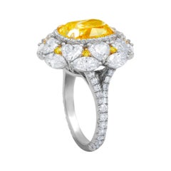 GIA Certified 5.01 Carats Canary Yellow Diamond Ring