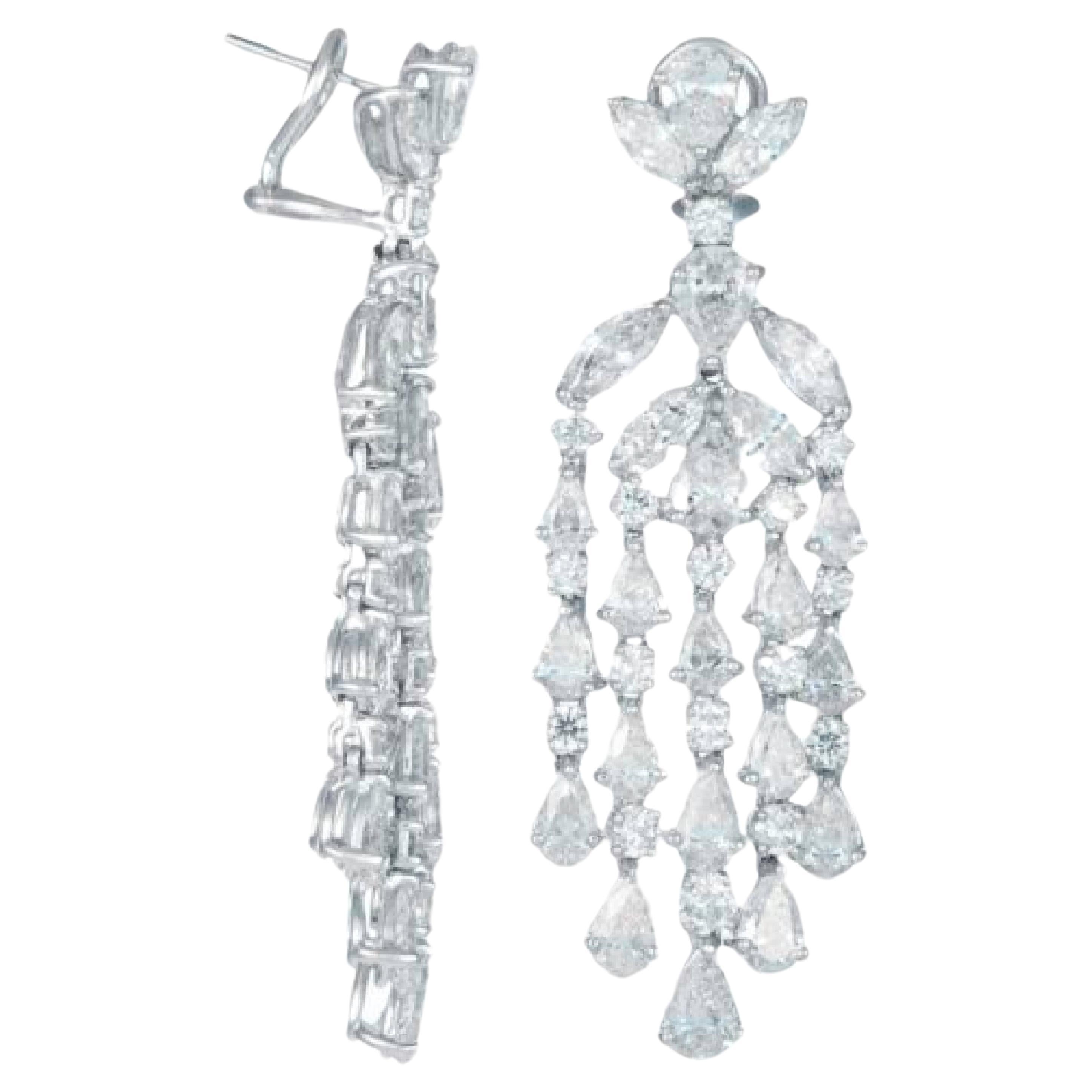 Diamond Chandelier Earrings in Platinum For Sale
