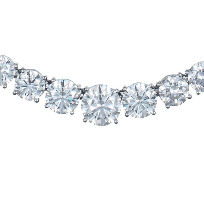 Taille ronde Collier tennis en diamants certifiés GIA de 49,00 carats en vente