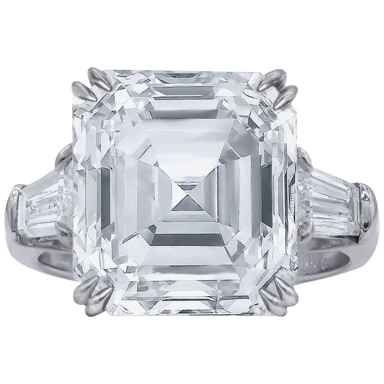Certified Diamond 9.20 Carat Asscher Cut Engagement Ring For Sale