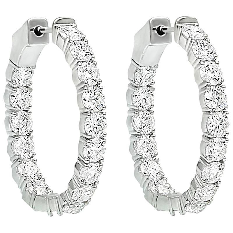Rare 10.00 Carat Diamond Hoop Earrings, Each Diamond 0.31 Carat For Sale