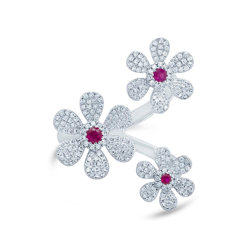 0.48ct Diamond and 0.18ct Ruby 14k White Gold Flower Ring


1.10