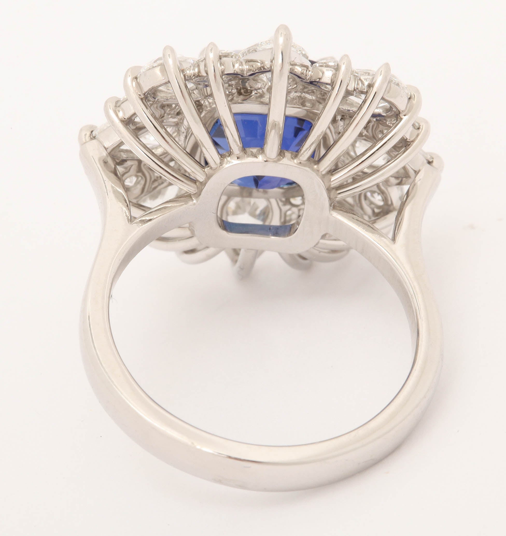 Women's Unheated GIA Cert 5.98 Carat Burmese Sapphire Diamond Platinum Ring For Sale