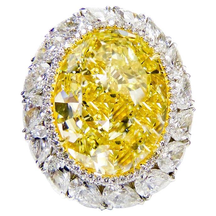 Diana m Fancy Intense Yellow Diamond Ring 16.30cts For Sale