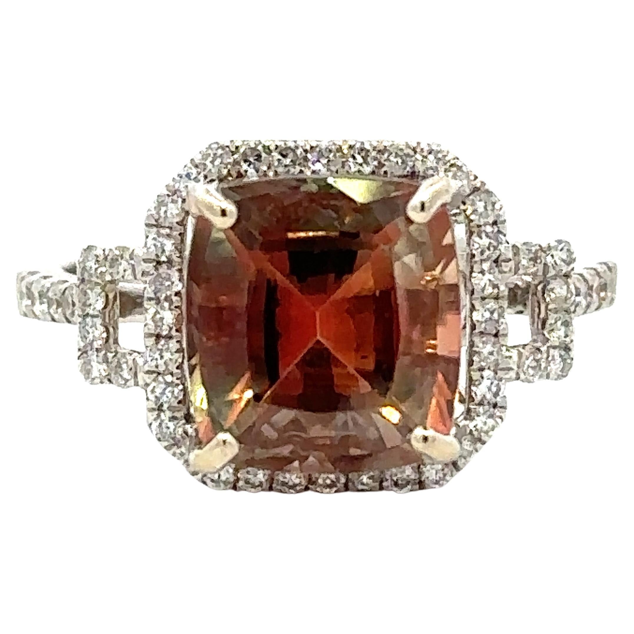 14k Sunstone Diamond Ring For Sale
