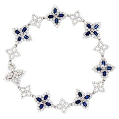 Roberto Coin - Royal Blue Sapphire Floral Motif Bracelet in White Gold