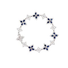 Roberto Coin - Royal Blue Sapphire Floral Motif Bracelet in White Gold