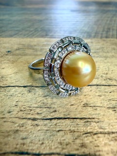 Tahitian Black Pearl Silver Sculptural Cocktail Ring