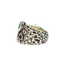 Textured Sterling Silver Emerald, Amethyst and Garnet Ring