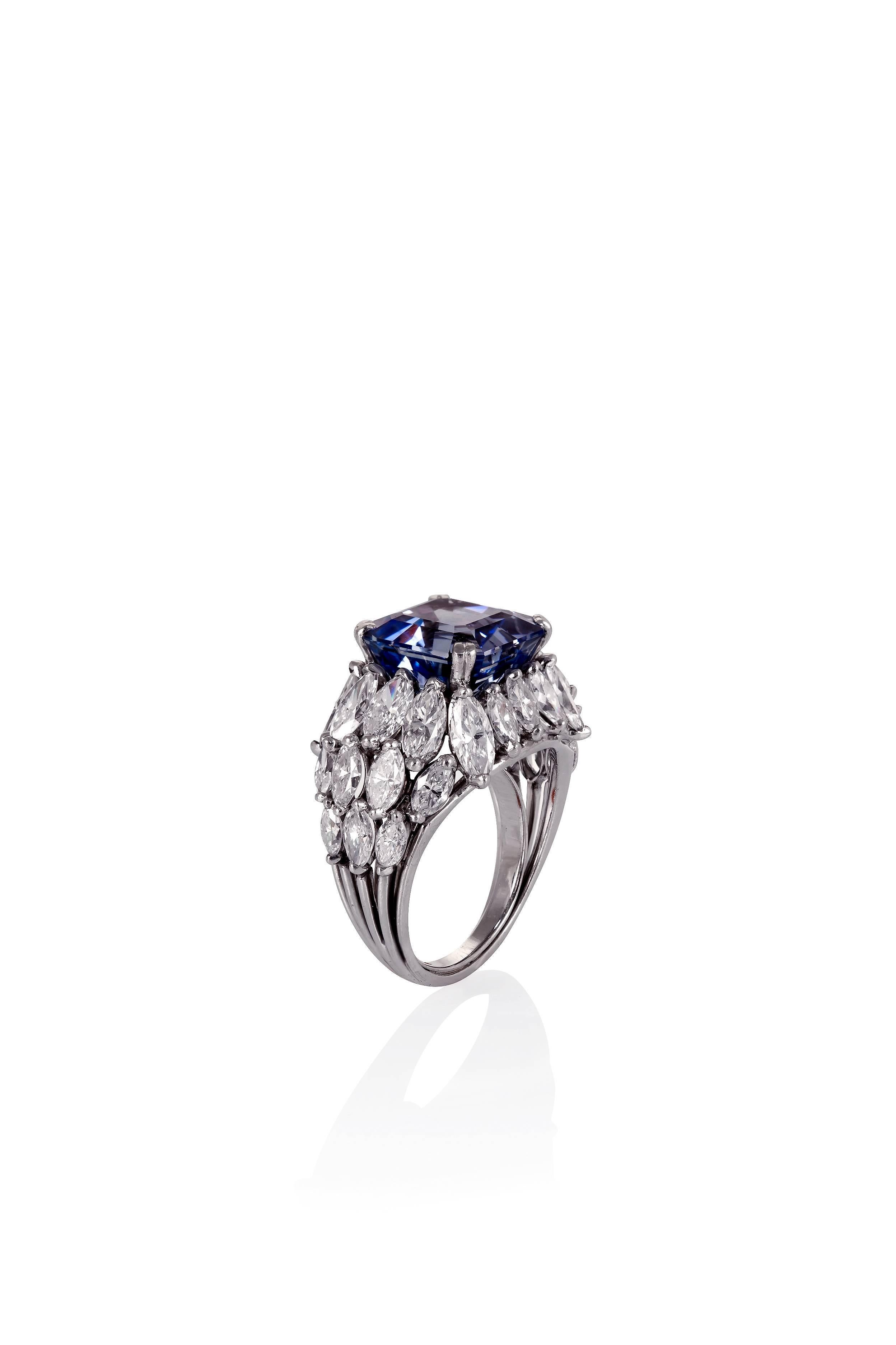 8.02 Carat Sapphire Diamond Platinum Ring In Excellent Condition For Sale In New York, NY