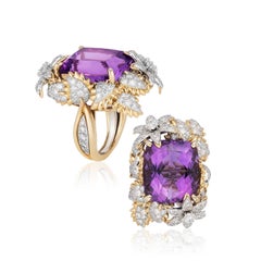 Bielka Amethyst Diamond Gold Platinum Ring