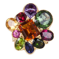 Christian Dior Gemset Gold Cluster Ring