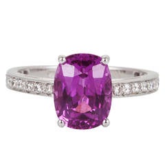 Pink Sapphire Diamond Platinum Solitaire Ring 5