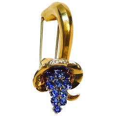 Oscar Heyman Sapphire Diamond Gold Cornucopia Brooch