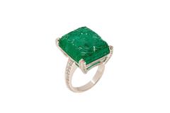 Carved Emerald Ring