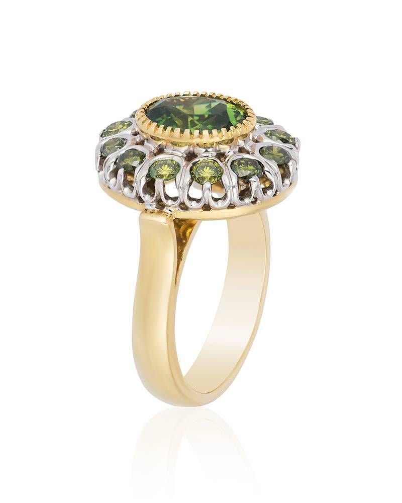 Oval Cut Russian Demantoid Ring For Sale