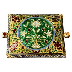 Antique Mughal Diamond-Set Kundan & Polychrome Enamel Bazuband — North India