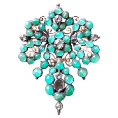 Antique Spanish/Portuguese Baroque Emerald & Rose-Cut Diamond Stomacher Pendant